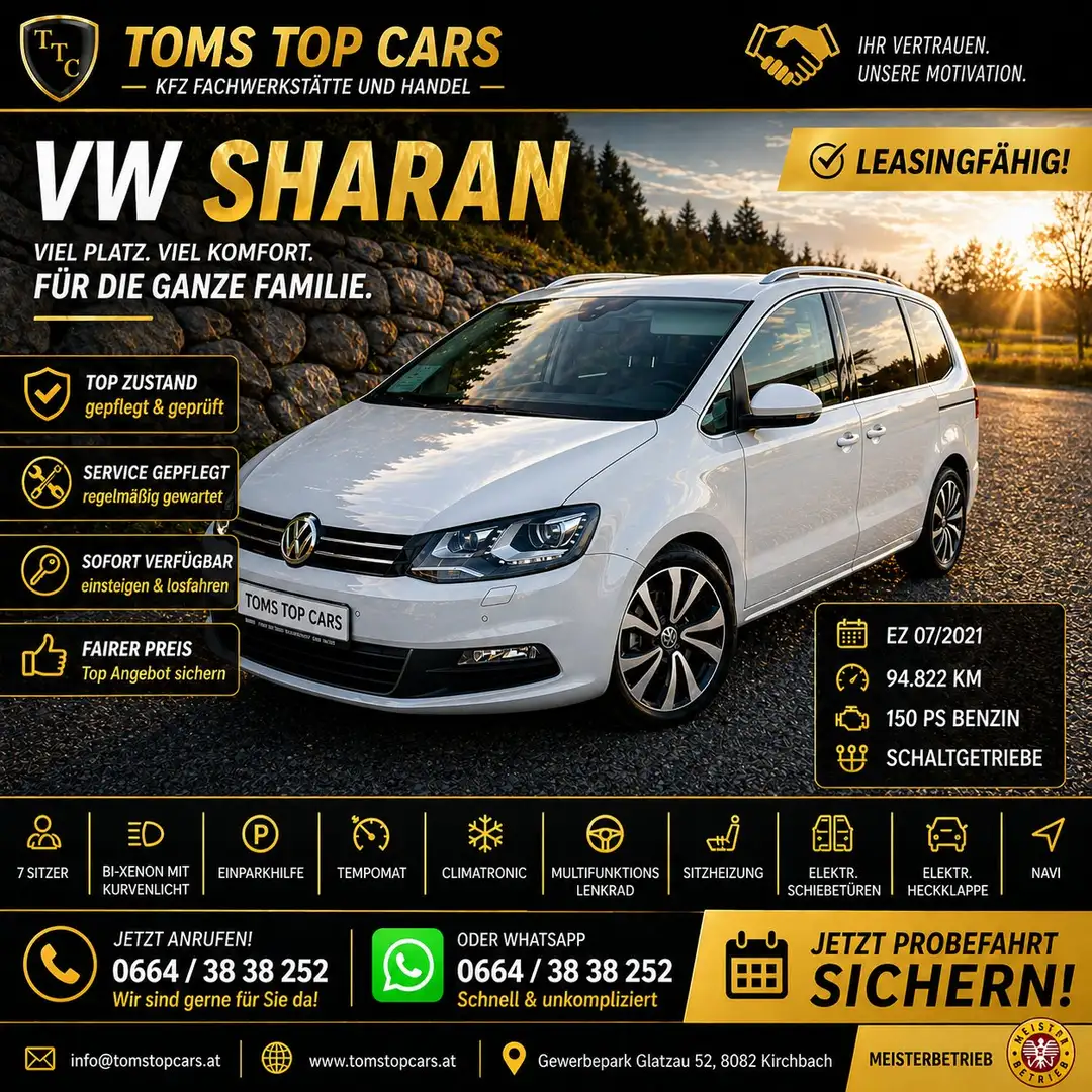 Volkswagen Sharan 7-Sitzer, Leasingfähig Weiß - 1