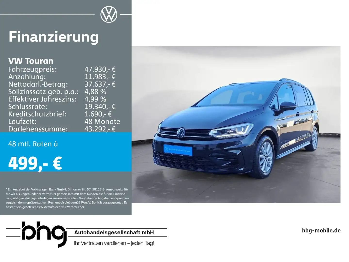 Volkswagen Touran 2.0TDI DSG R-line Highline 7Sitz AHK Pano Schwarz - 1
