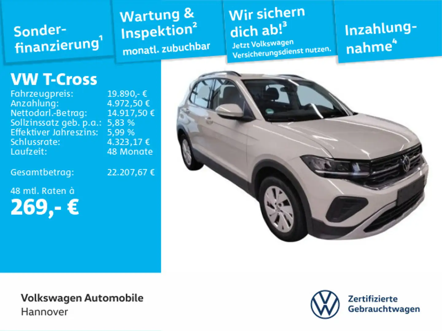 Volkswagen T-Cross 1.0 TSI Life LED DigCockpit ACC PDC SHZ Grau - 1