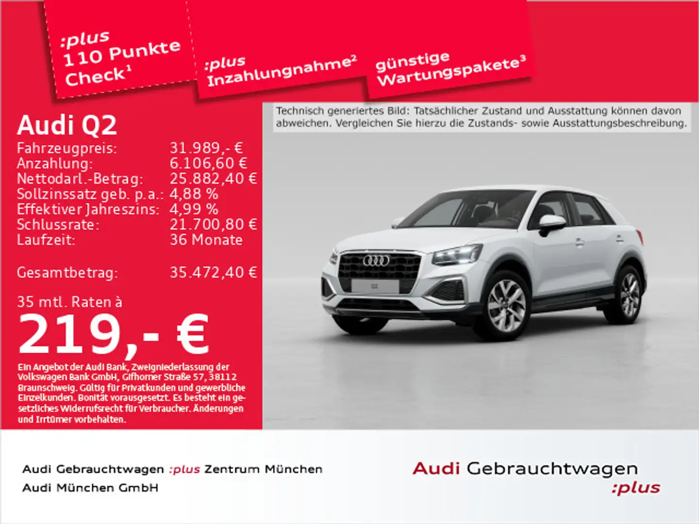 Audi Q2 35 TFSI advanced S tronic Matrix/Navi+/SitzHz Weiß - 1
