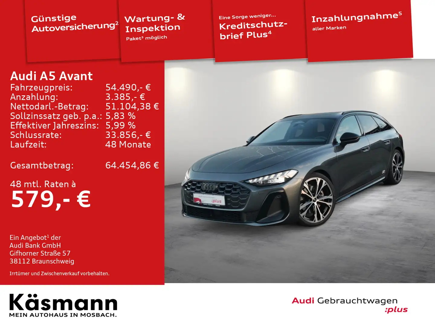 Audi A5 TDI S-LINE AHK NAV KAM LED ACC VIRTUAL Grau - 1