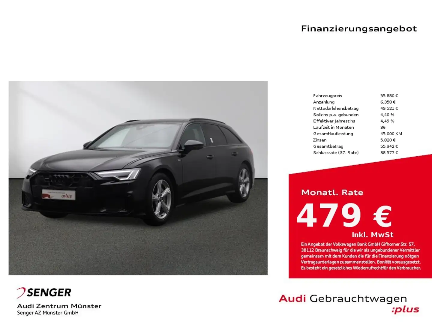 Audi A6 Avant 50 TDI Design S line quattro Pano AHK Schwarz - 1