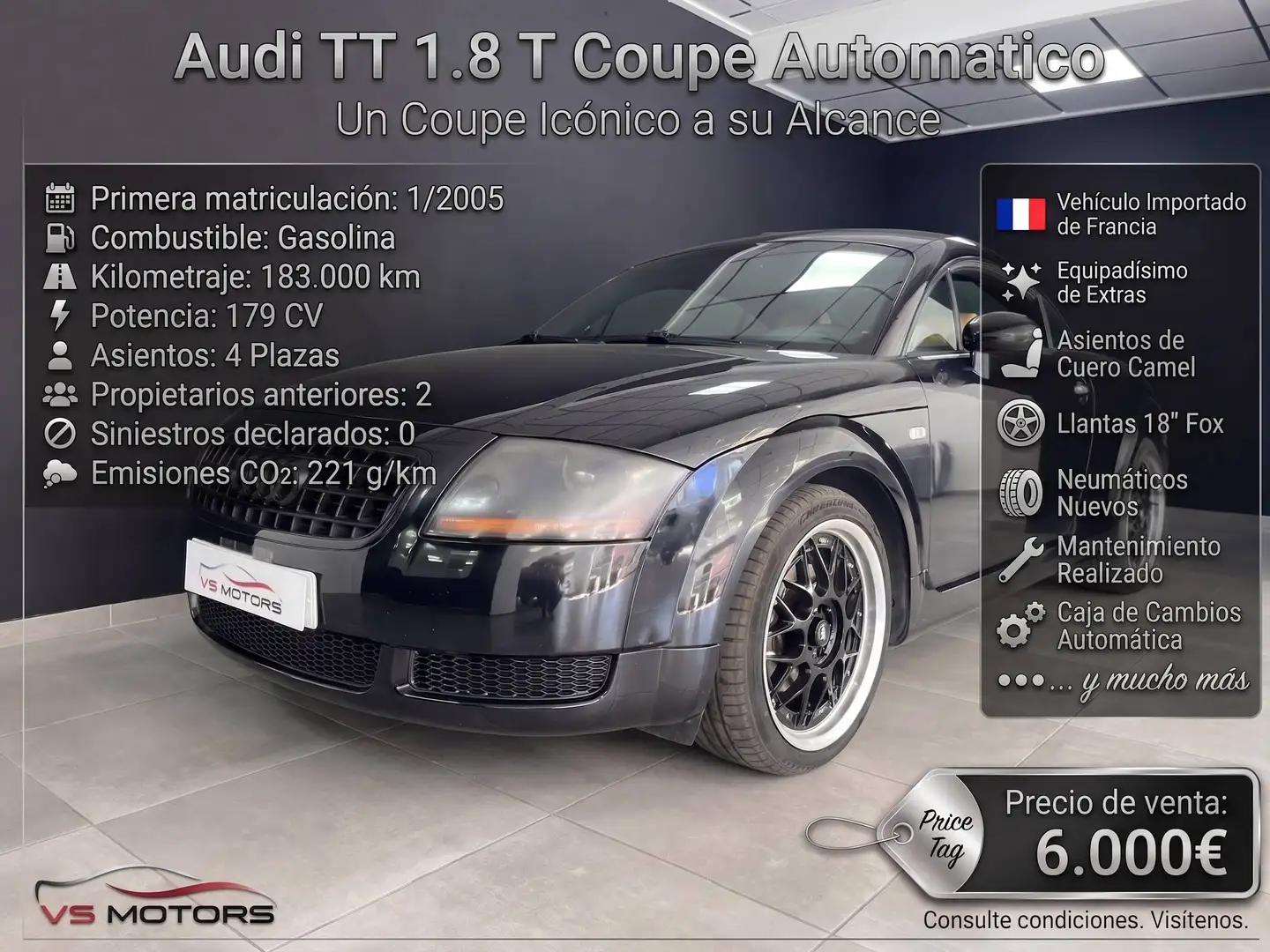 Audi TT TT Coupé 1.8T Tiptronic 6vel. 180 Negro - 1