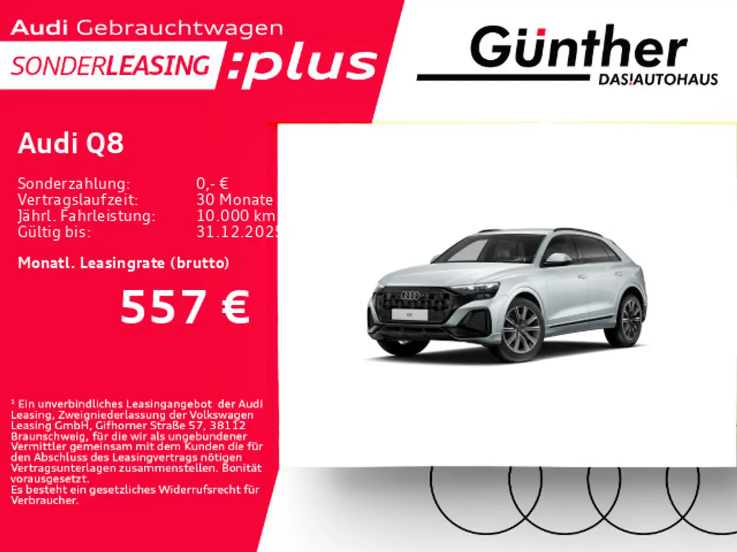 Audi Q8 45 TDI QUATTRO+WINTERRÄDER+AHK+HUD+MATRIX Silber - 1