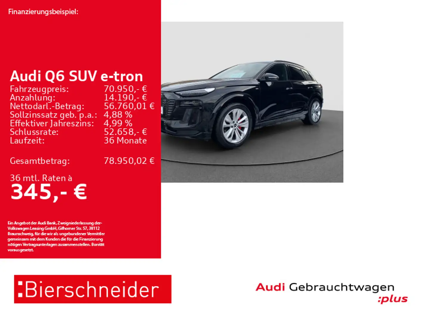 Audi Q6 e-tron qu S-line Black 20 MATRIX ACC 360° Noir - 1