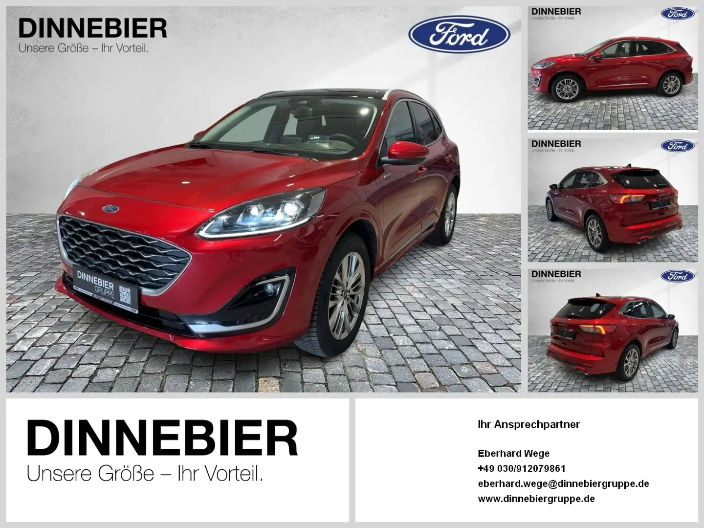 Ford Kuga Vignale LED+Glasdach+Kamera+Winterpaket Rouge - 1
