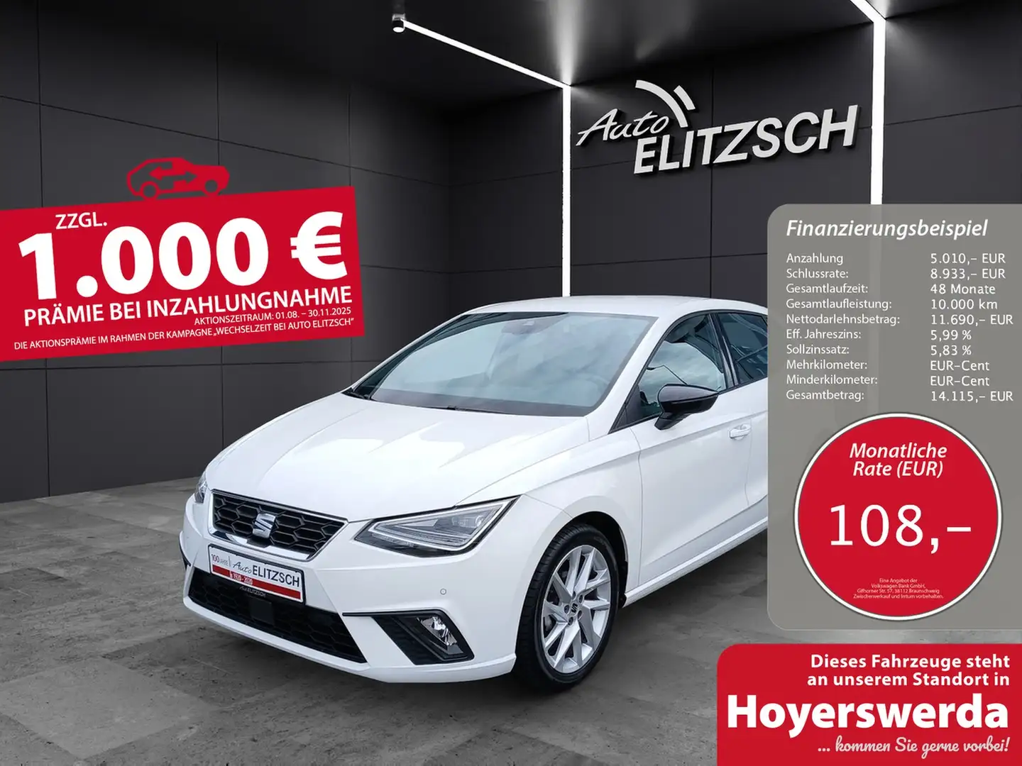 SEAT Ibiza TSI FR -Line LED Navi AID GRA RFK SH LM Weiß - 1