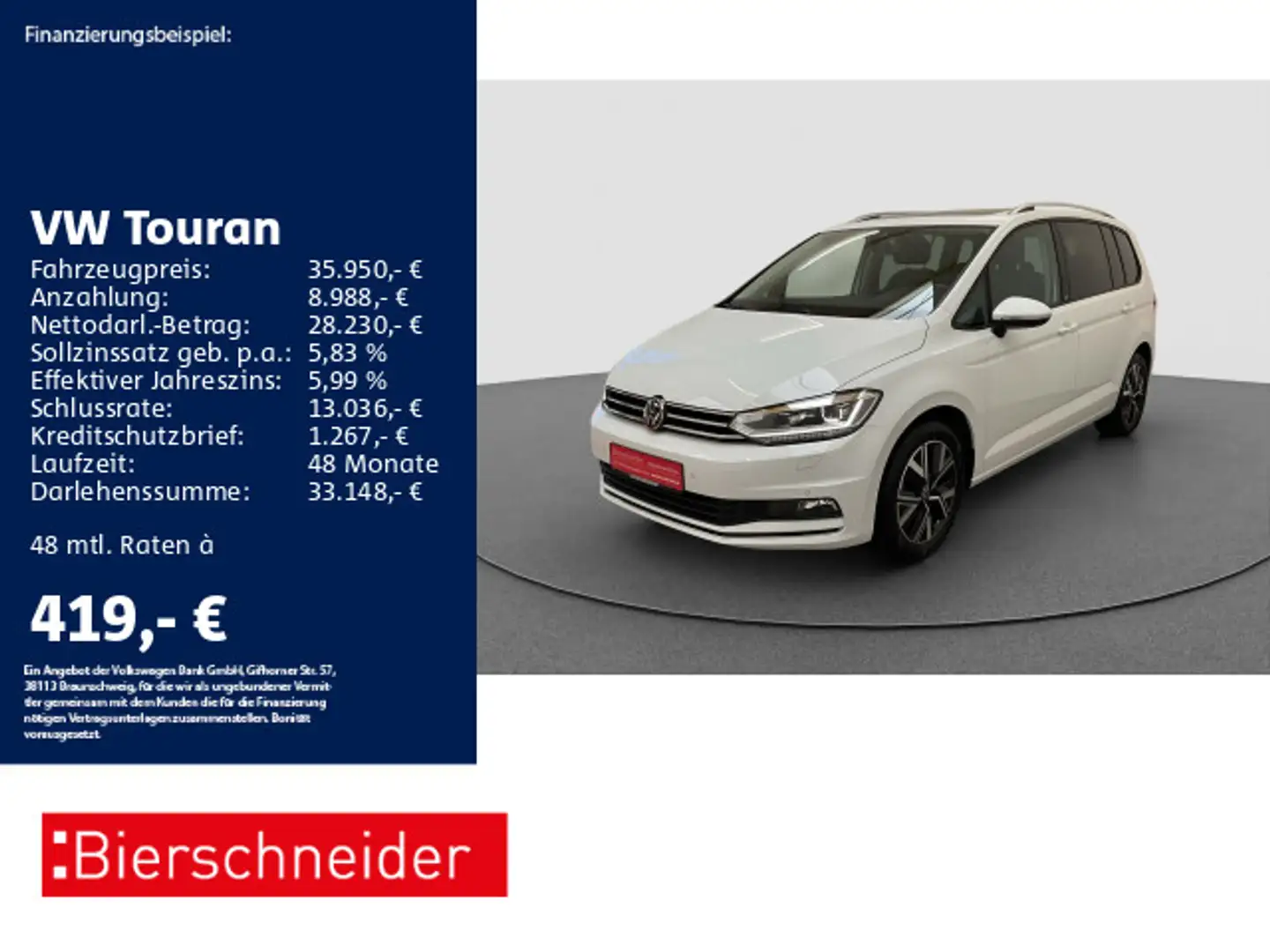 Volkswagen Touran 2.0 TDI DSG Move 7SITZE AHK NAVI PANO IQ Weiß - 1