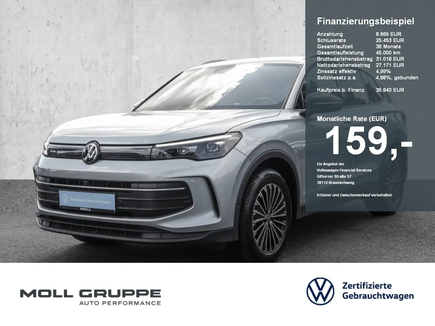 Volkswagen Tiguan 1.5 eTSI DSG Goal 360 ACC AUT EL.HECK FLA Silber - 1