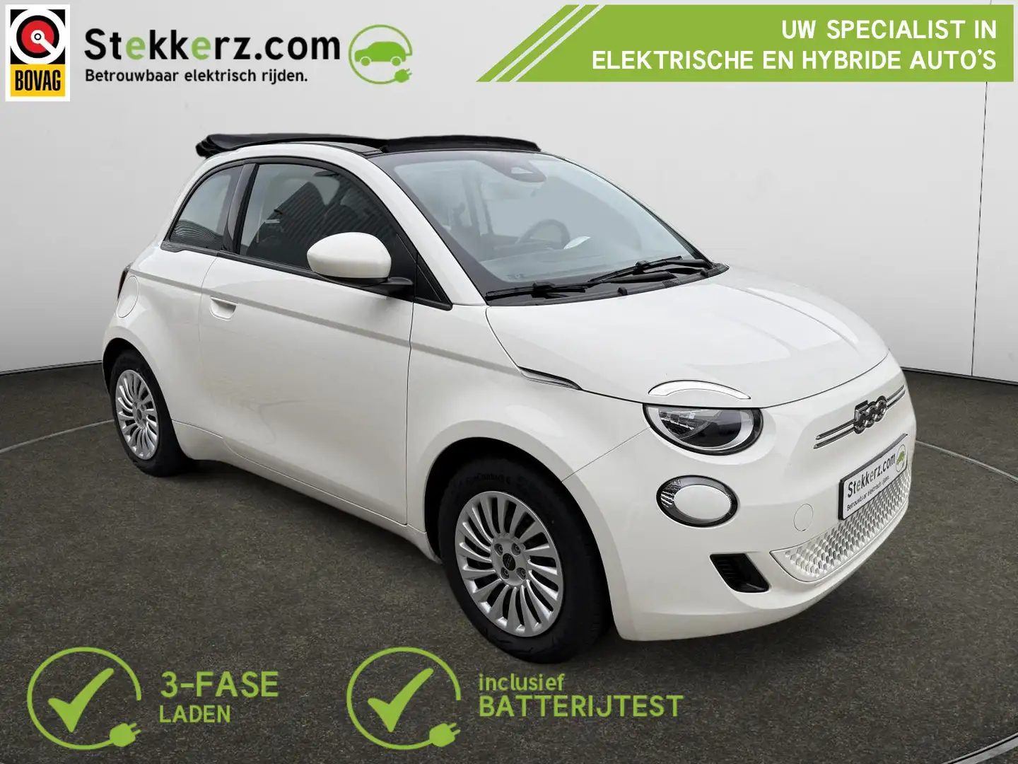 Fiat 500C 42 kWh Cabrio, 8881km!, SOH 98% Blanc - 1