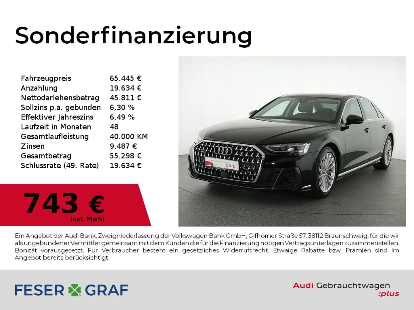 Audi A8 50 TDI Pano,HUD,DynamikAllradl,Sitzbel Schwarz - 1