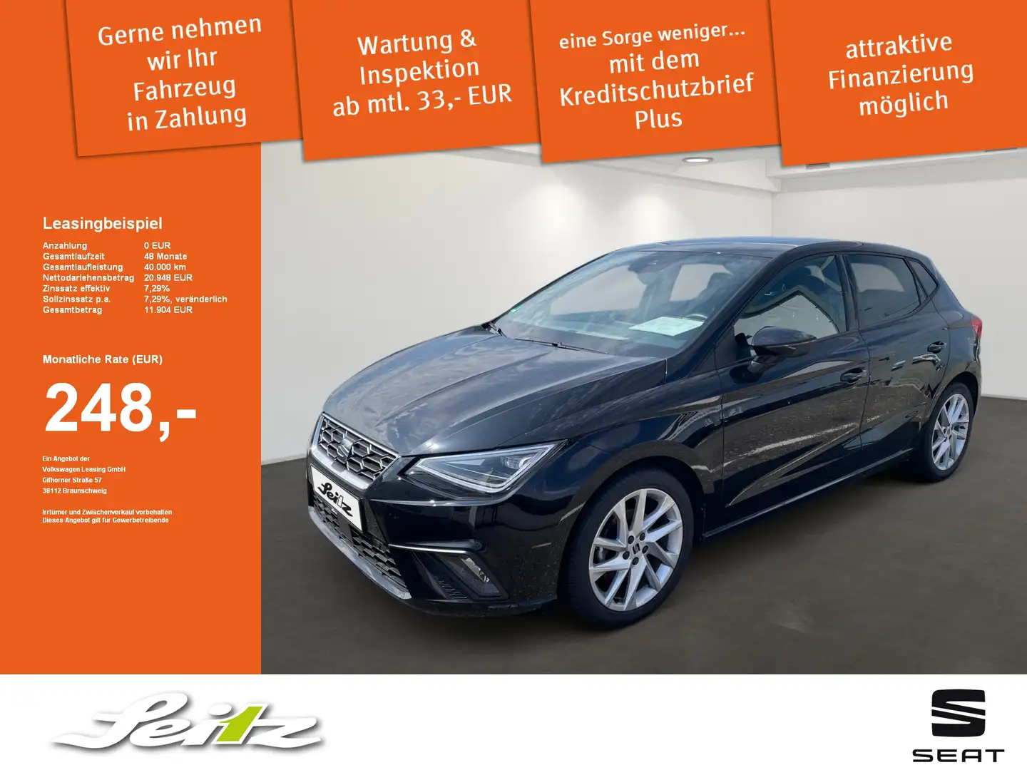 SEAT Ibiza 1.0 TSI FR *NAVI*KAMERA*SITZH* Schwarz - 1
