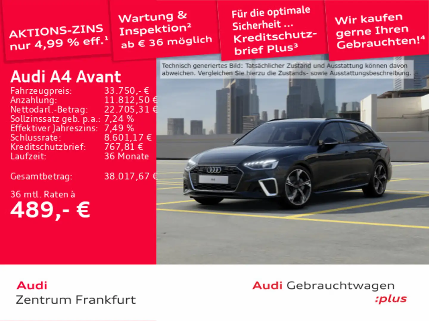 Audi A4 40 TDI quattro S tronic S line Matrix-L Schwarz - 1