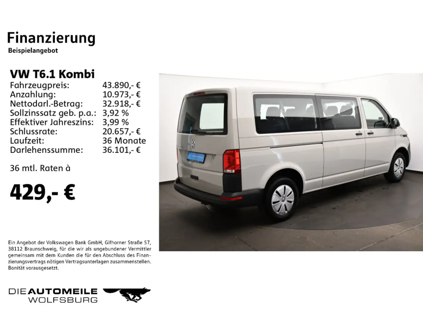 Volkswagen T6.1 Kombi LR 2.0 TDI DSG lang/Klima/Temp/MFA Grau - 2