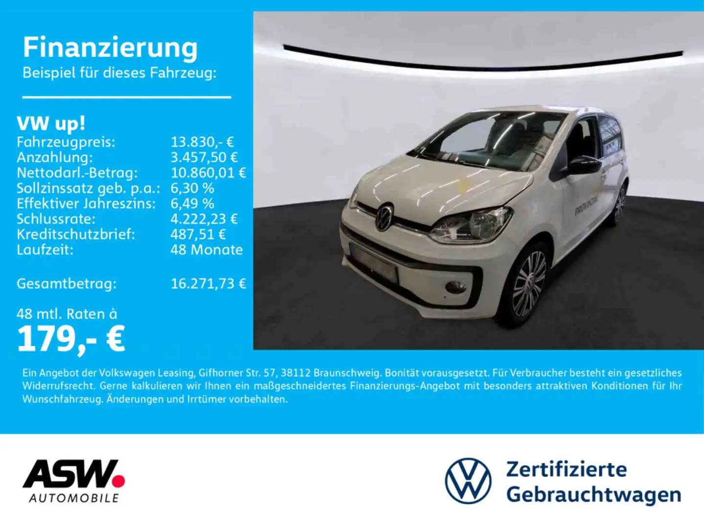 Volkswagen up! ACTIVE 1.0MPI 5-Gang Climatronic RFK PDC SHZ Weiß - 1