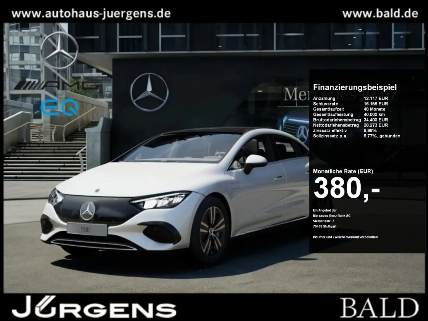 Mercedes-Benz EQE 300 Electric-Art/Wide/LED/Pano/Cam/DAB/19" Beyaz - 1