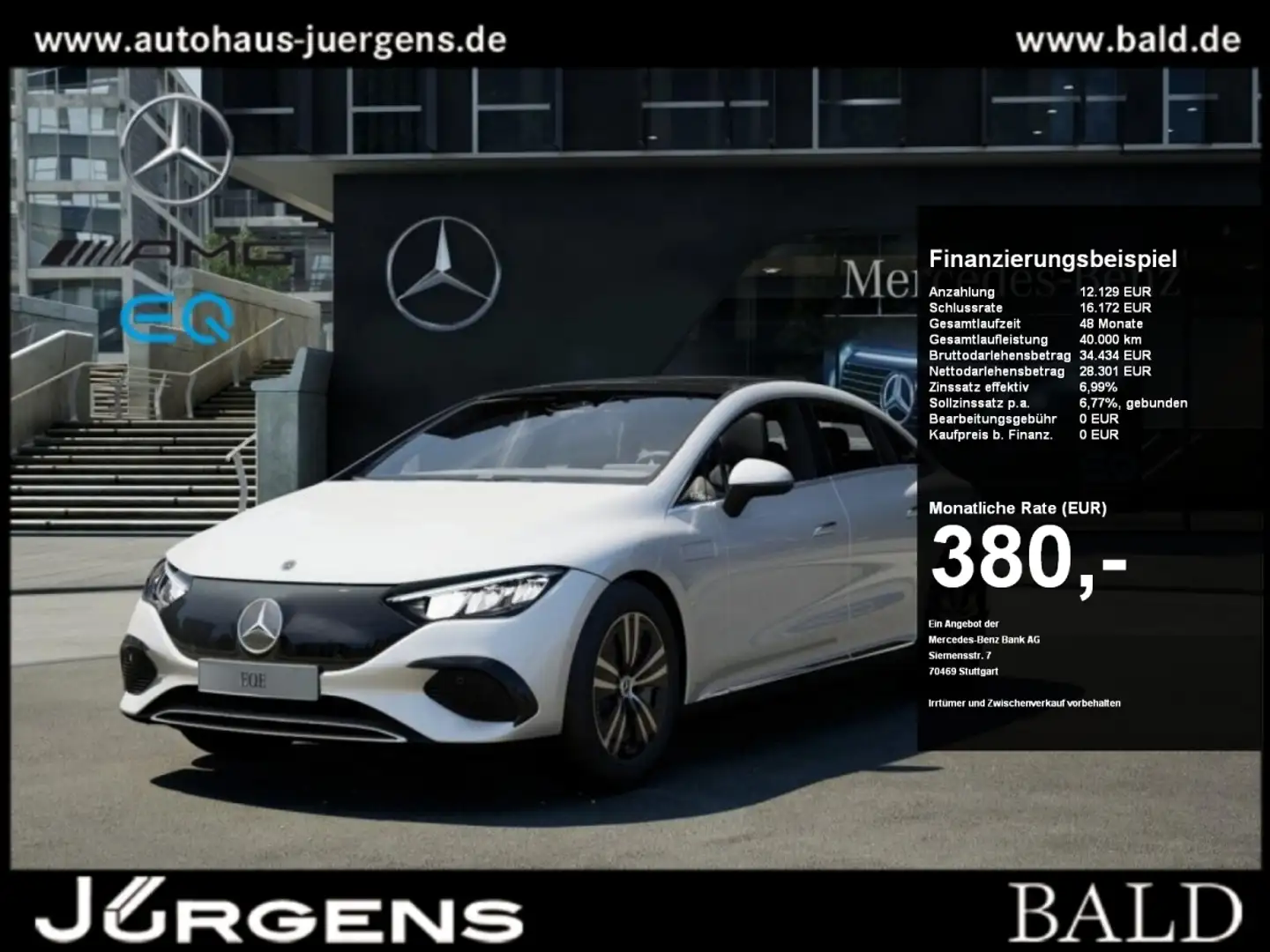 Mercedes-Benz EQE 300 Electric-Art/Wide/LED/Pano/Cam/DAB/19" Білий - 1