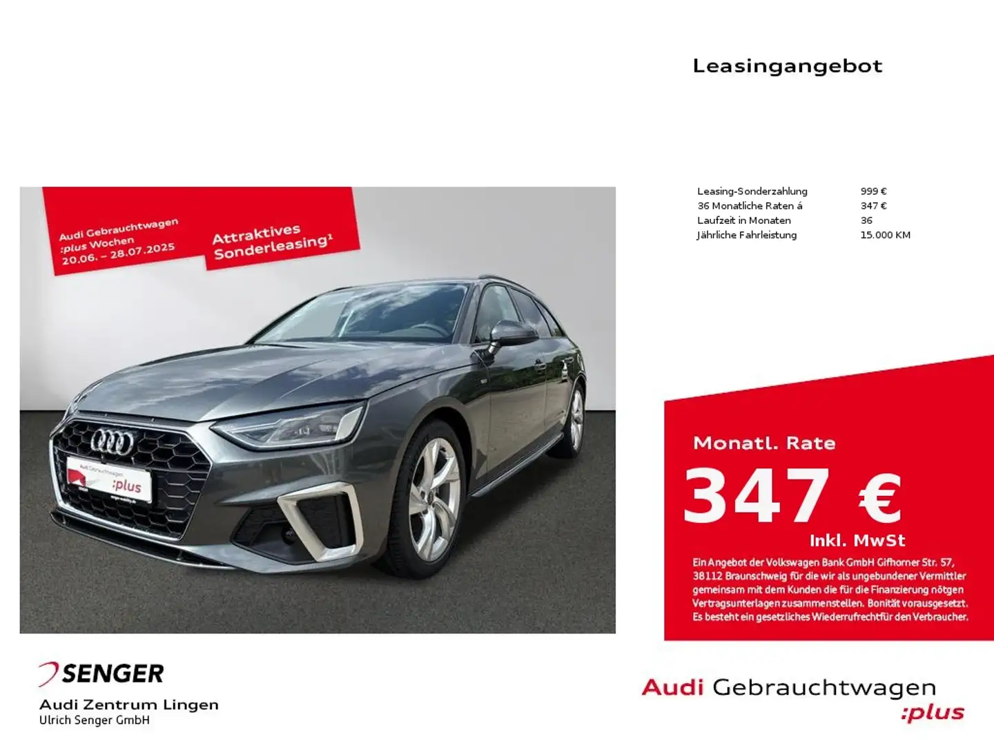 Audi A4 Avant S line 35 TDI S tronic MMI LED AHK Gris - 1