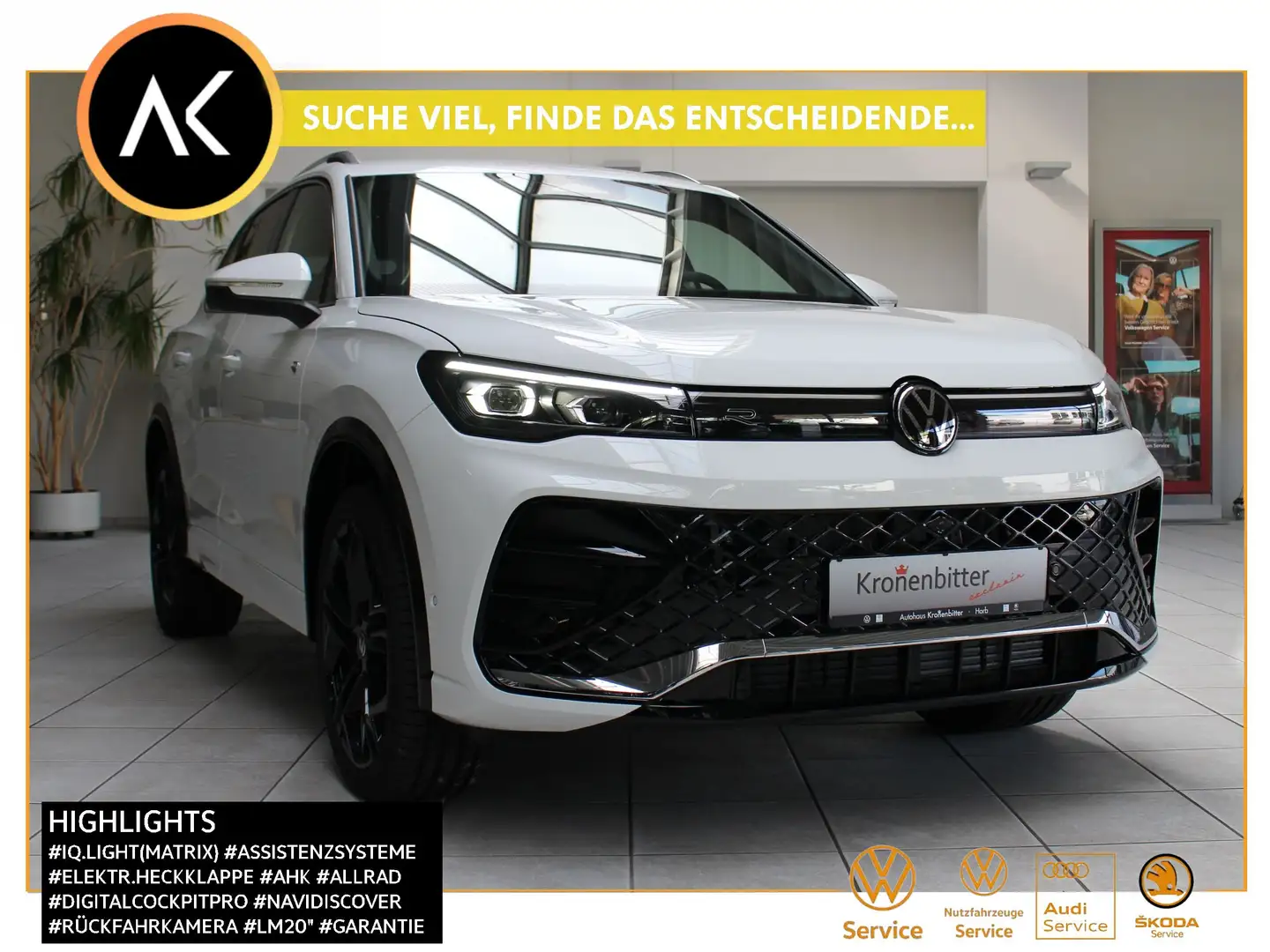 Volkswagen Tiguan 2.0 TDI R-Line 4M DSG 193PS-AHK LED Navi Kamera LM Weiß - 1