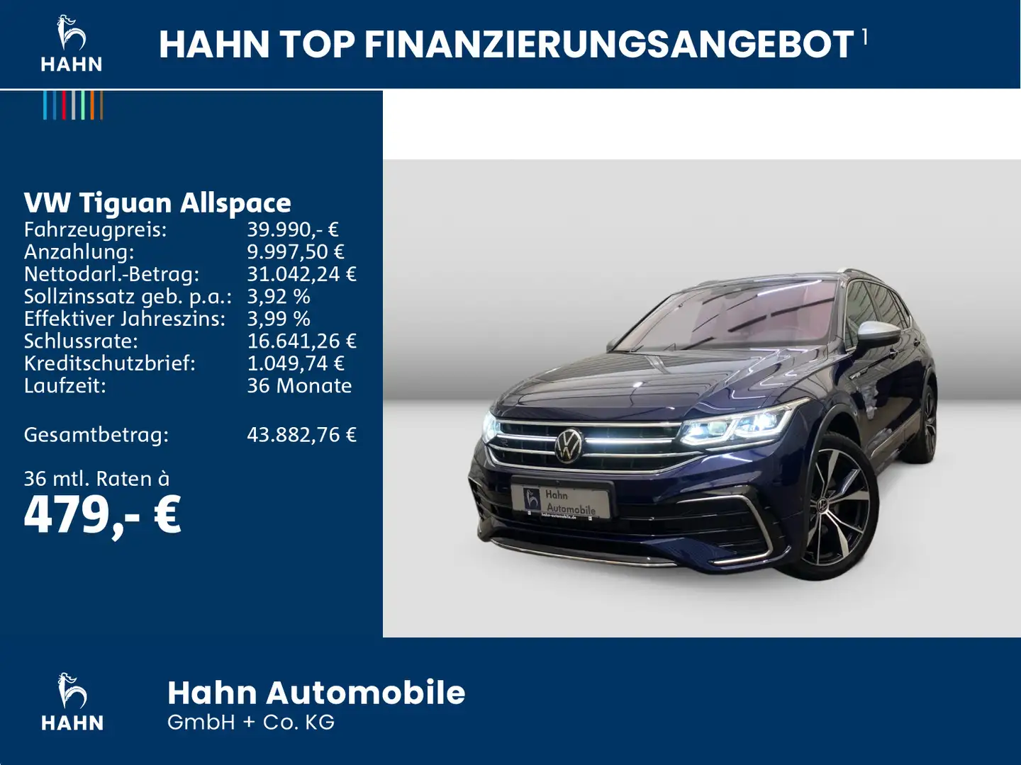 Volkswagen Tiguan Allspace 2.0 TDI R-Line 4Mo Stand DCC AHK Blau - 2
