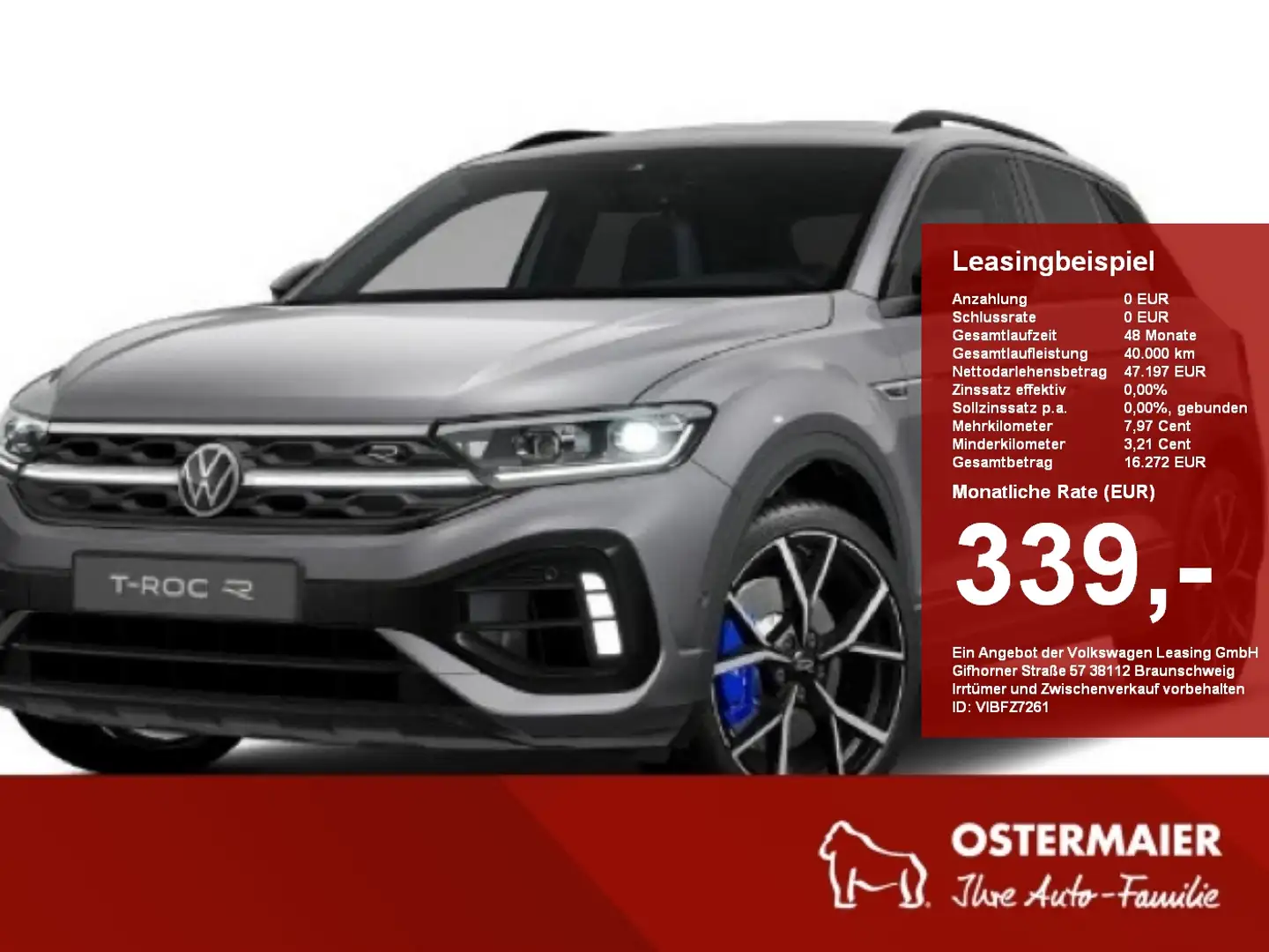 Volkswagen T-Roc R 2.0TSI 4M. DSG AHK,LED,NAV.PRO,4-J.Gar. Grau - 1