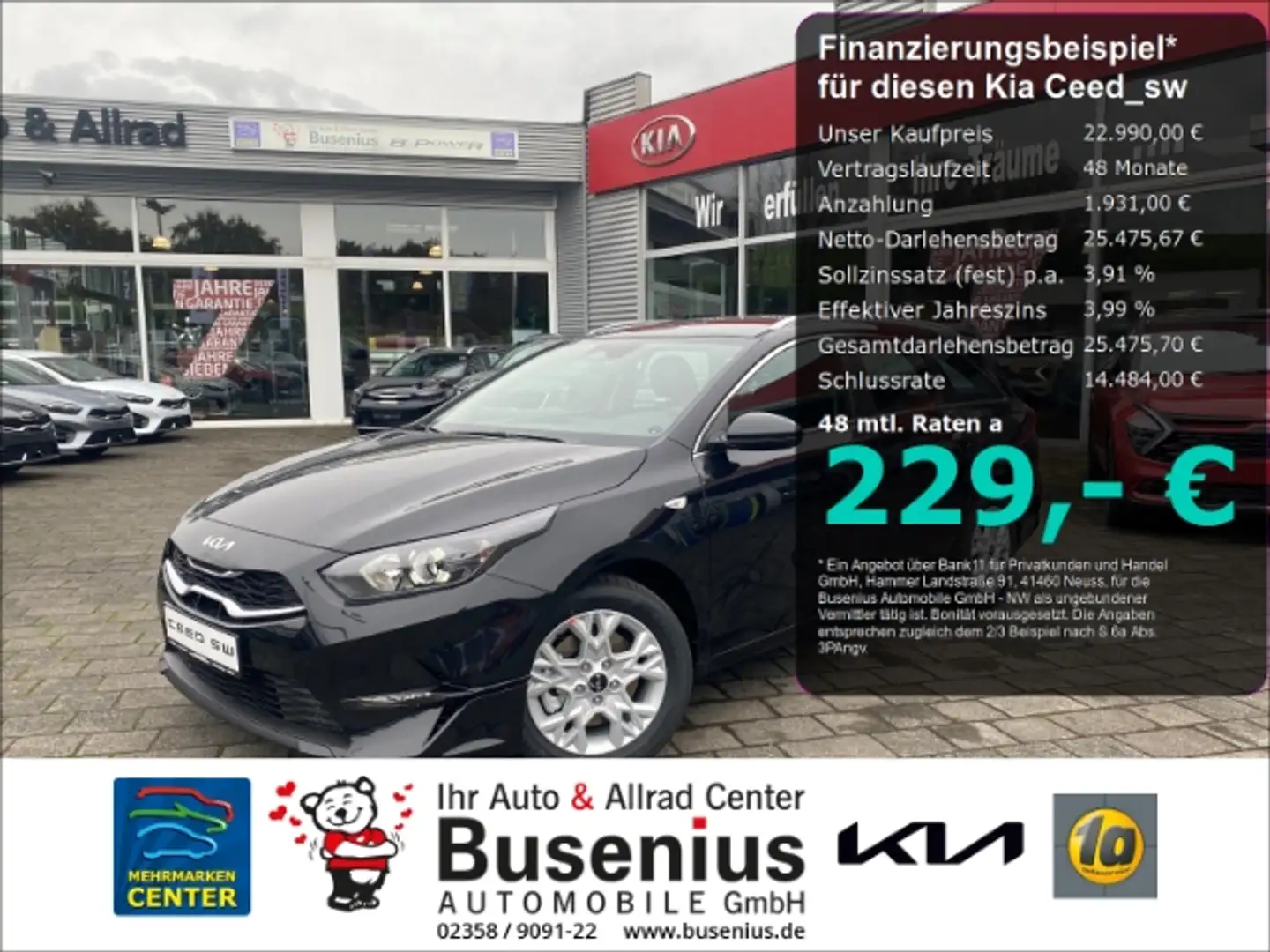 Kia Ceed SW / cee'd SW 1.0 T-GDI  Vision+Navi+Kamera+Bluetooth Zwart - 1