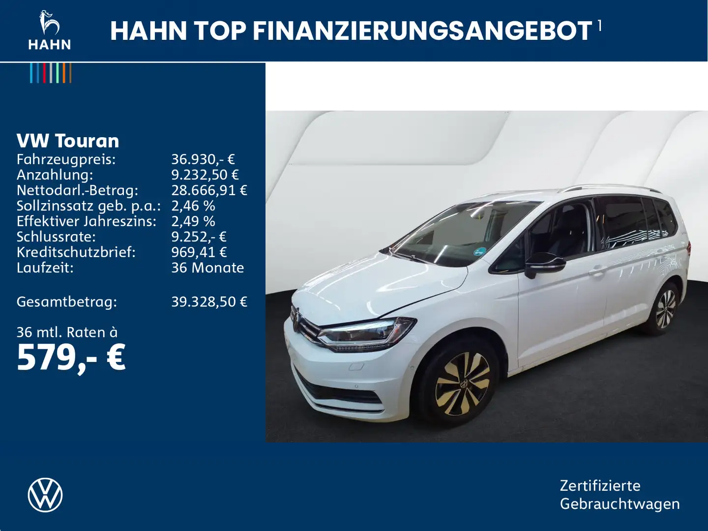 Volkswagen Touran 2.0 TDI DSG Goal AHK Navi 7 Sitzer LED Weiß - 2