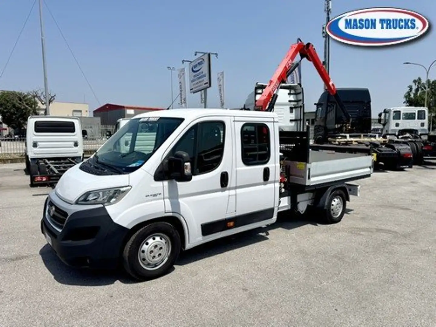 Fiat Ducato Maxi 130 MTJ Doppia Cabina cassone + gru Blanc - 2