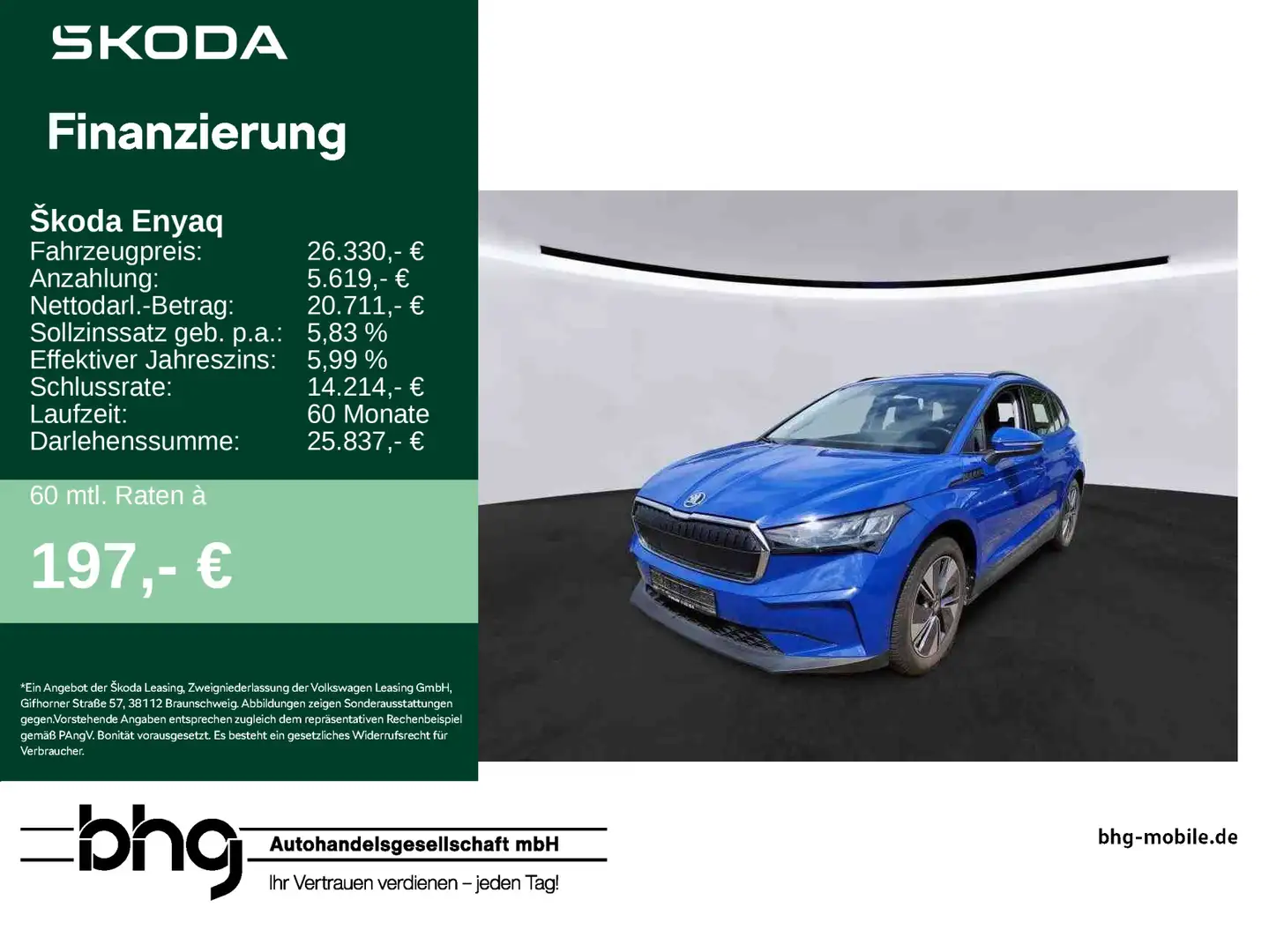 Skoda Enyaq iV 60 AHK Kamera Drive/Infotainment/Park-P Modrá - 1