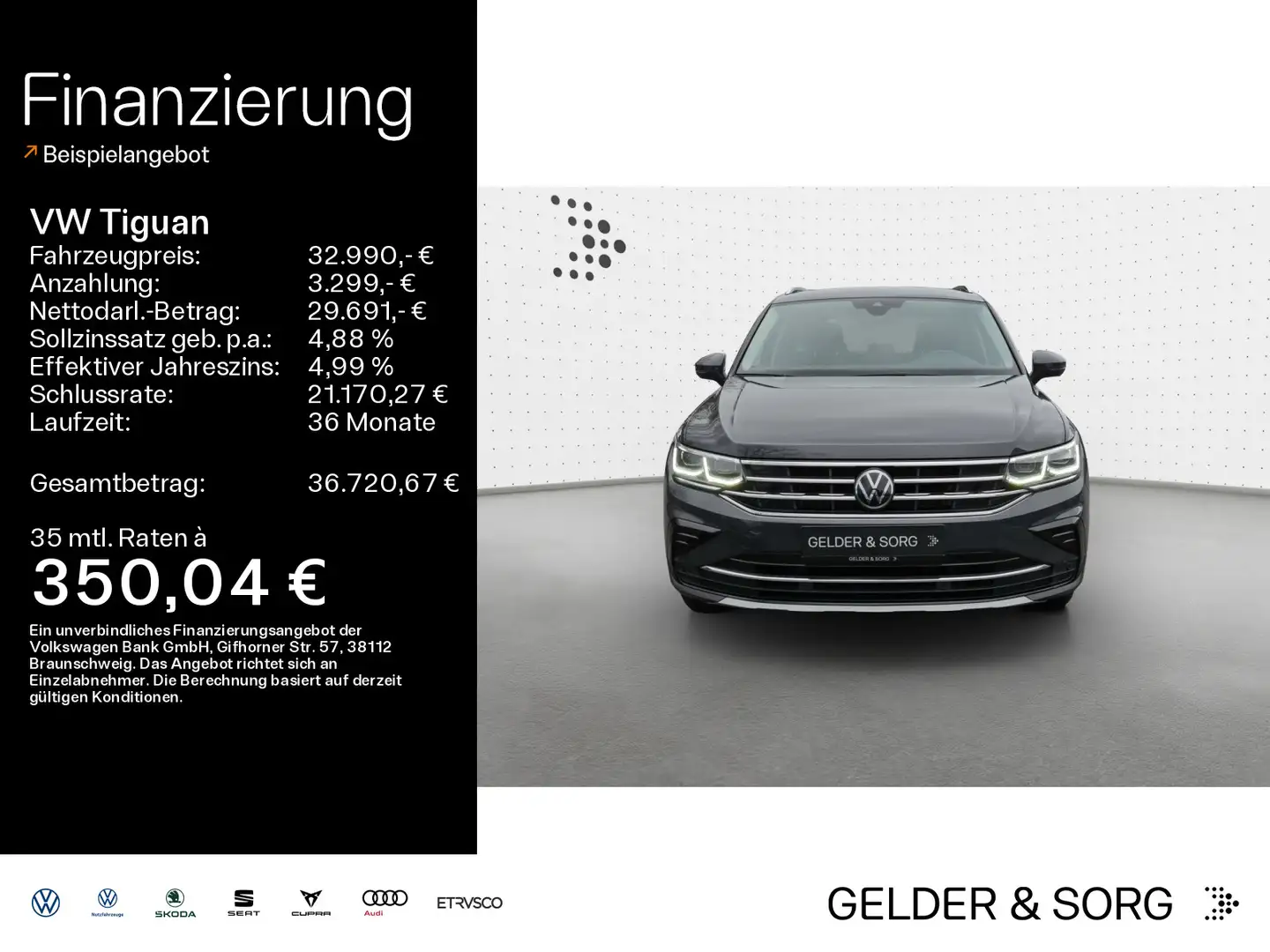 Volkswagen Tiguan Elegance TDI 18Z*CarPlay*Matrix*ACC*DAB* Grau - 1