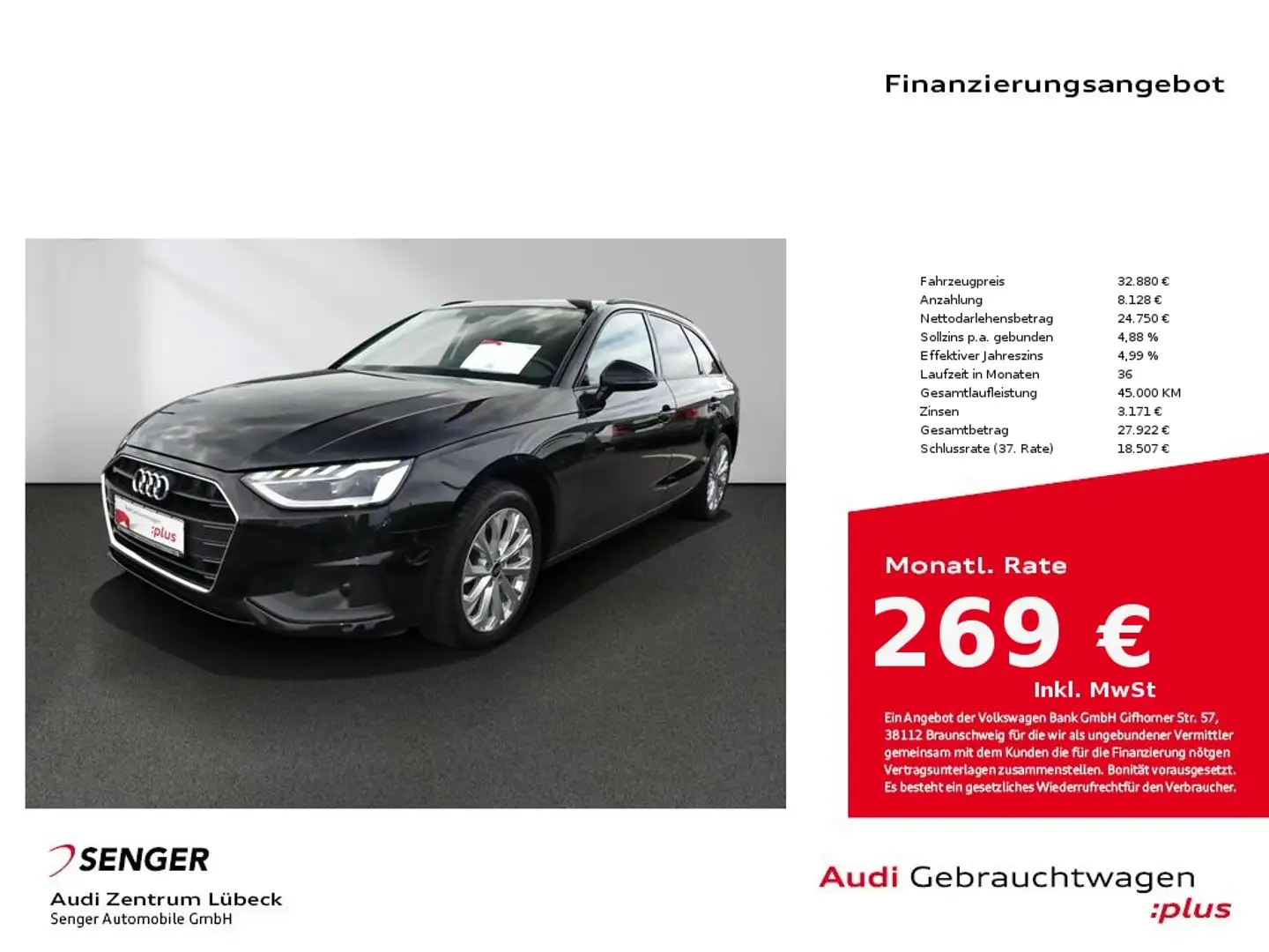 Audi A4 Avant 35 TDI Navi LED PDC GRA virtual-Cock. Nero - 1