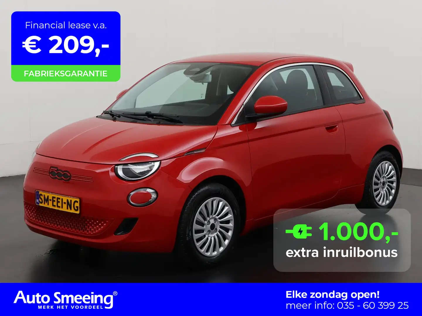 Fiat 500 RED 24kWh Nieuw! | Navigatie | Apple/Android Carpl Rood - 1