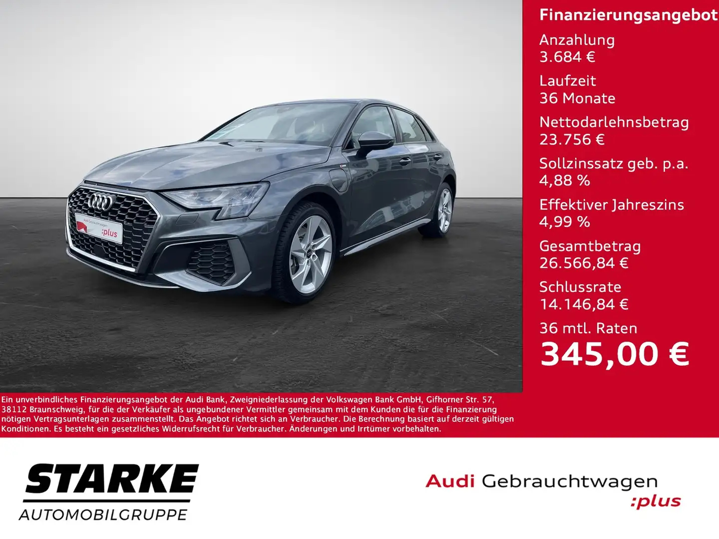Audi A3 Sportback 40 TFSI e S tronic S line Grigio - 1