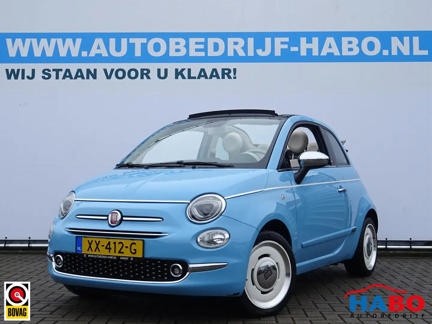 Fiat 500C CABRIO 0.9 TWINAIR TURBO SPIAGGINA 58 ECC/CRUISE/N Blauw - 1