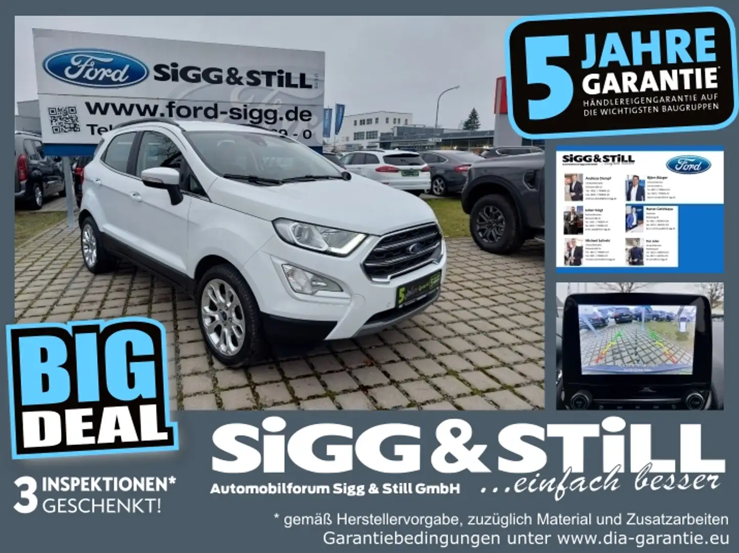 Ford EcoSport 1.0 Titanium AHK*LED*NAVI*TWA*SHZ*PDC*CAM Blanc - 1