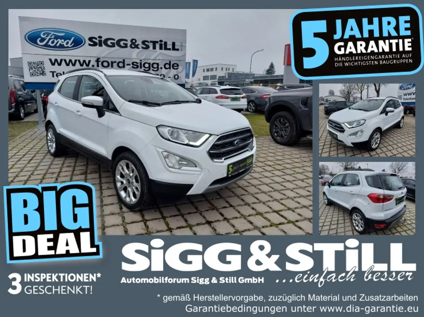 Ford EcoSport 1.0 Titanium AHK*LED*NAVI*TWA*SHZ*PDC*CAM Weiß - 1