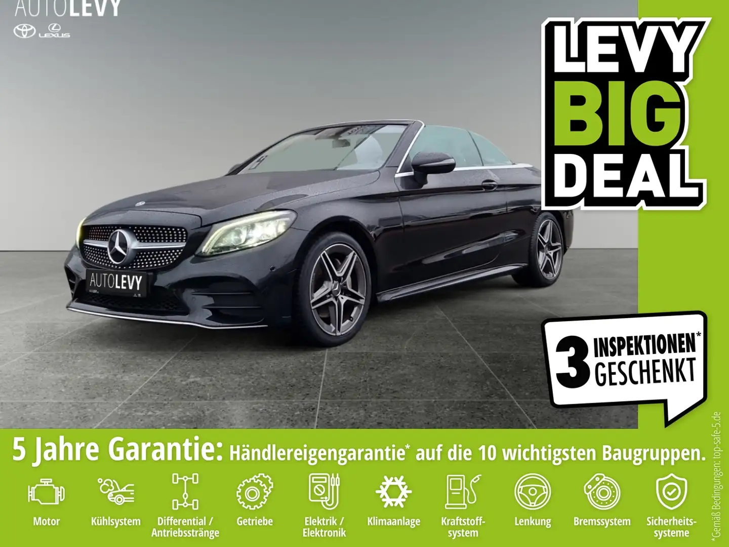 Mercedes-Benz C 200 C200 Cabrio 4Matic AMG Line LED+NAVI+airscarf Černá - 1