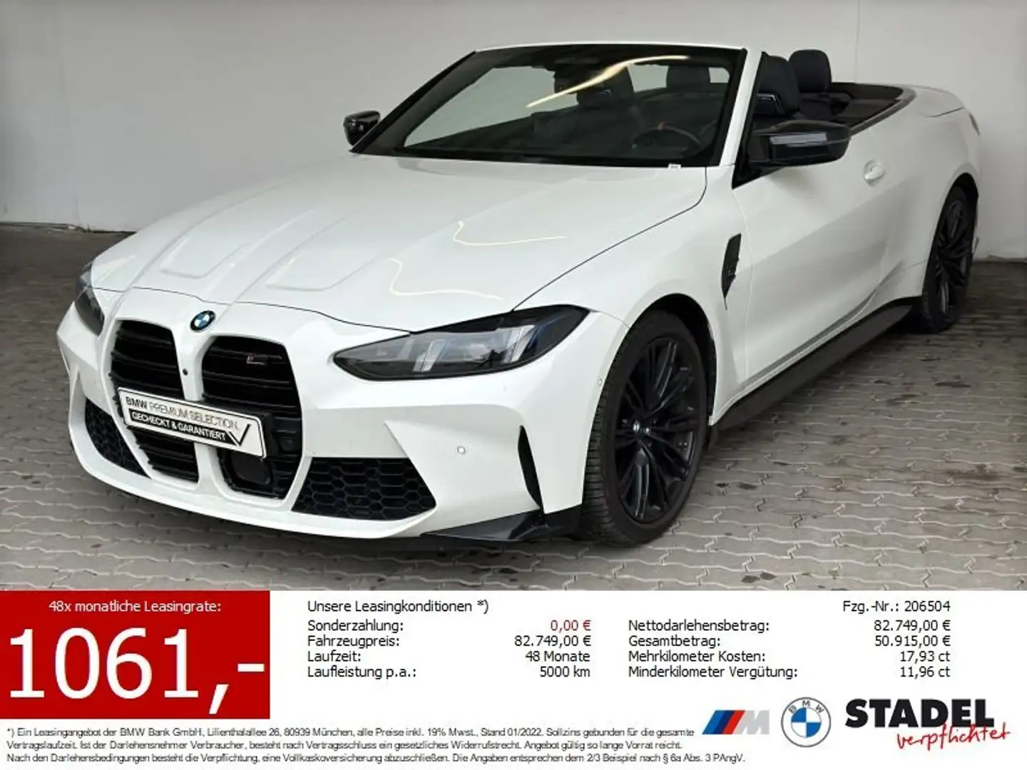 BMW M4 Competition M xDrive Cabrio Navi.LED.360°.ACC Weiß - 1