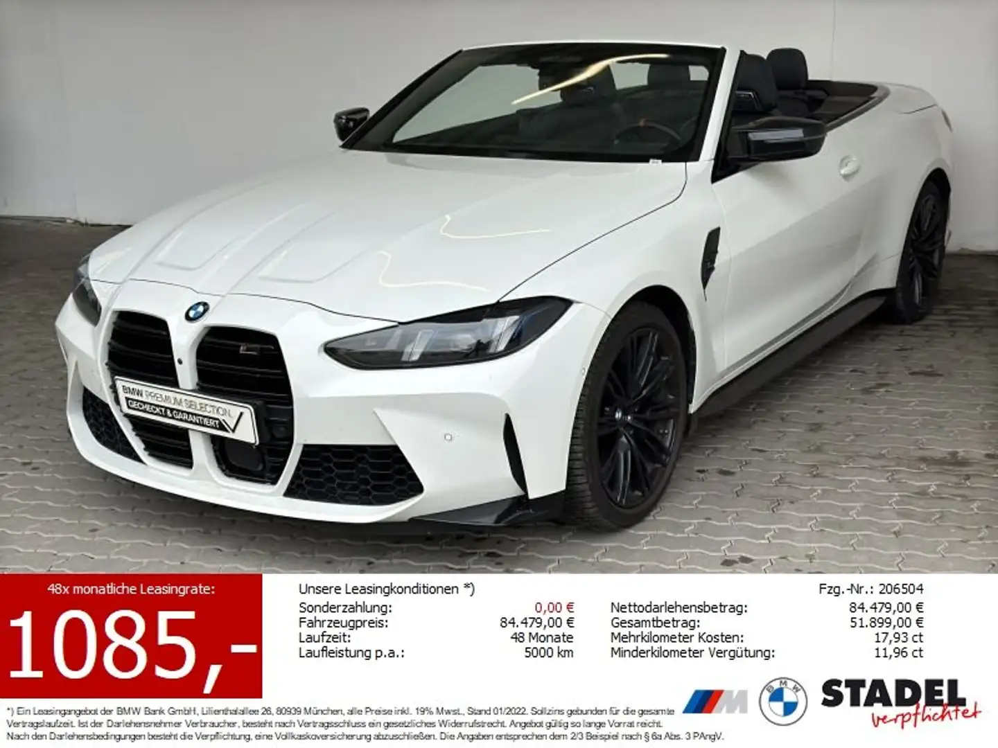 BMW M4 Competition M xDrive Cabrio Navi.LED.360°.ACC Weiß - 1
