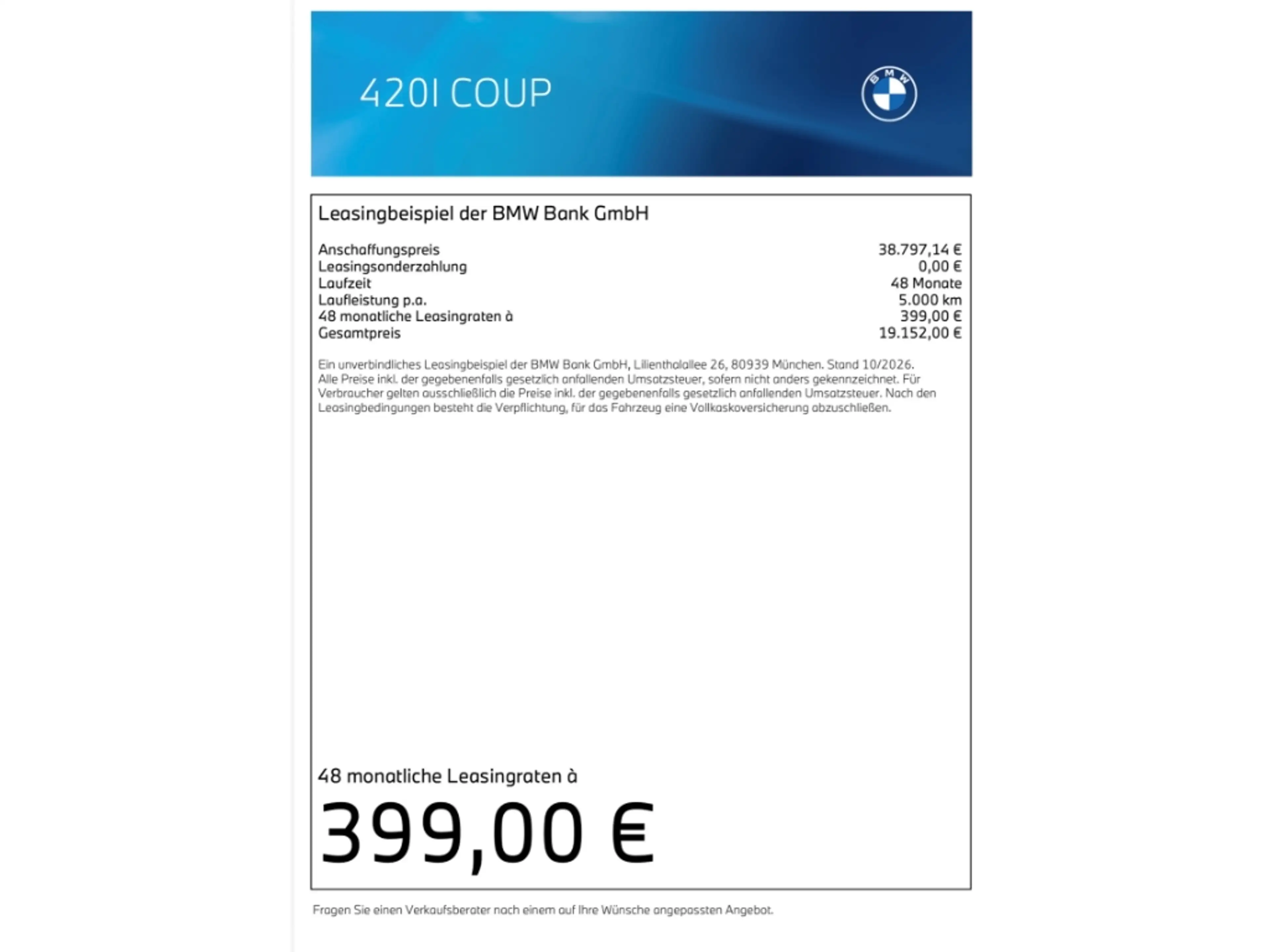BMW 420 i Coupe HUD Navi Digitales Cockpit Soundsystem 360 — photo 5
