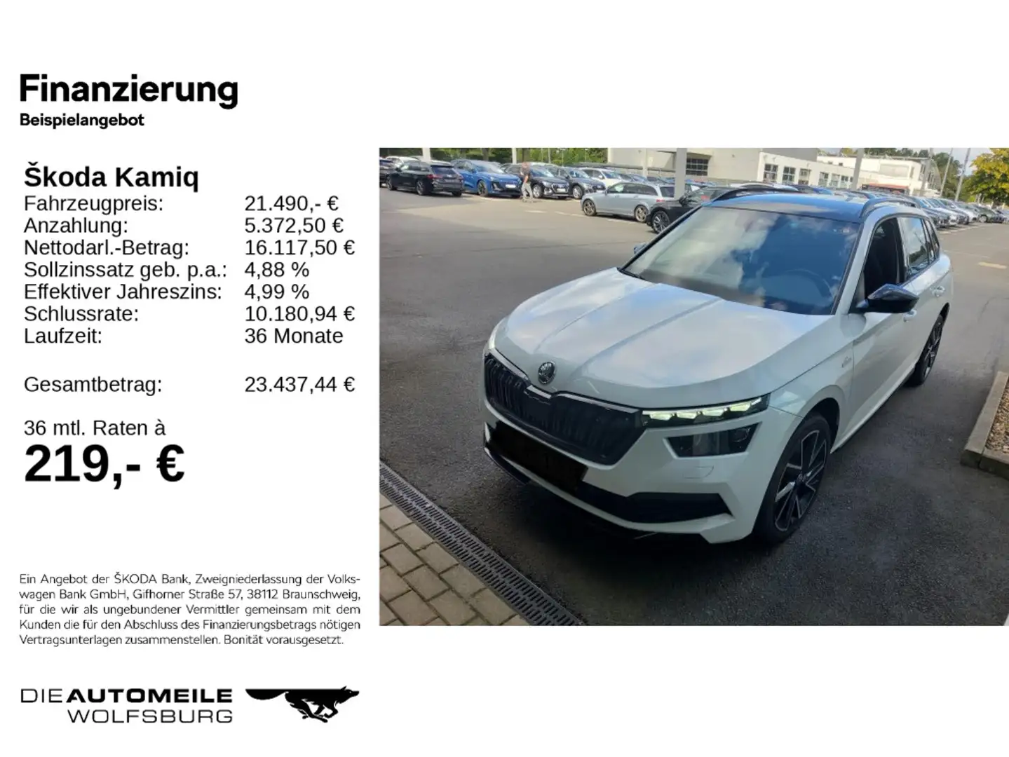 Skoda Kamiq 1.5 TSI DSG Monte Carlo Rückfahrkam/Pano/A Weiß - 2