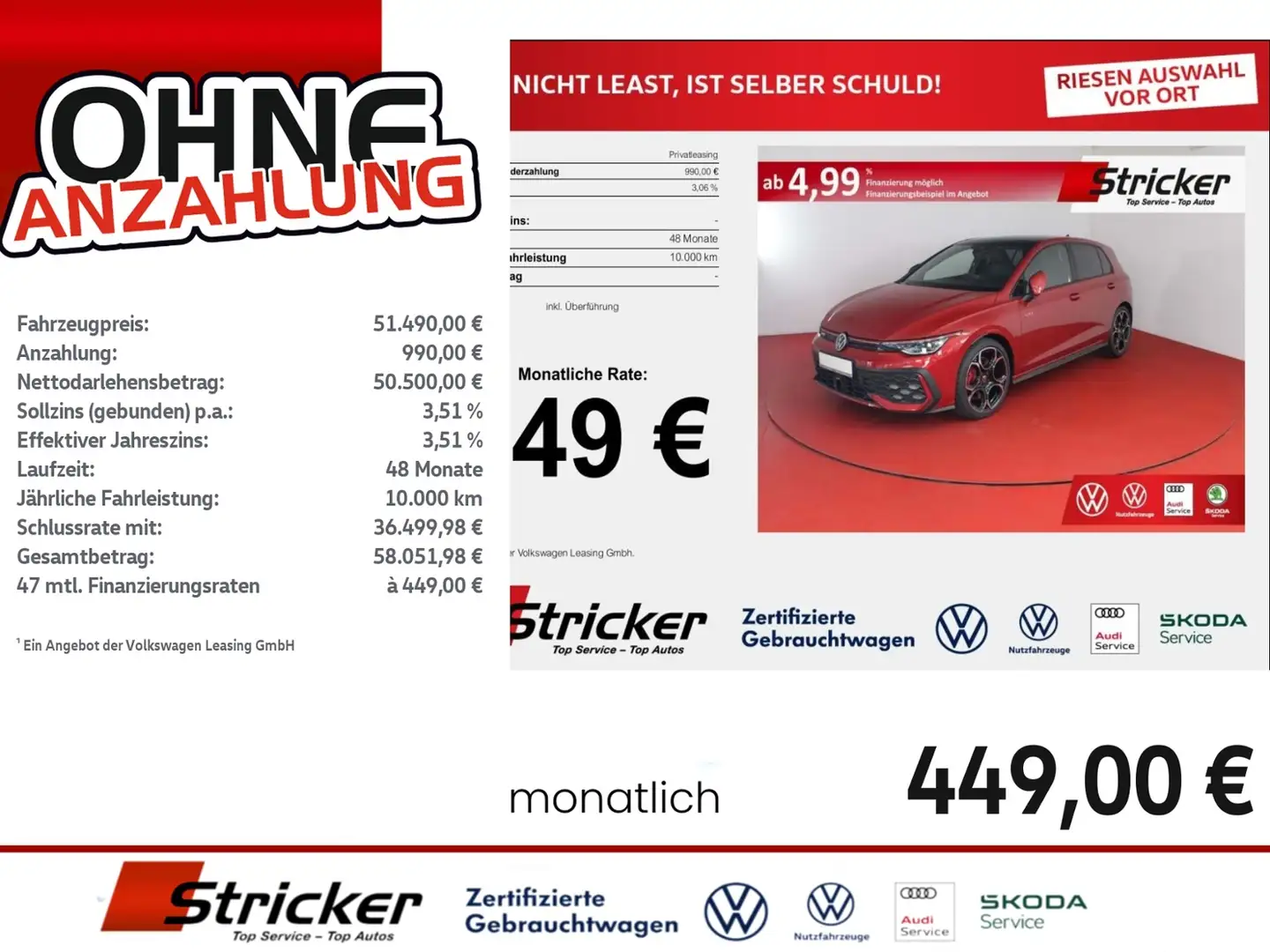 Volkswagen Golf GTI 265 PS DSG H&K Matrix Pano DCC 360° Rouge - 1