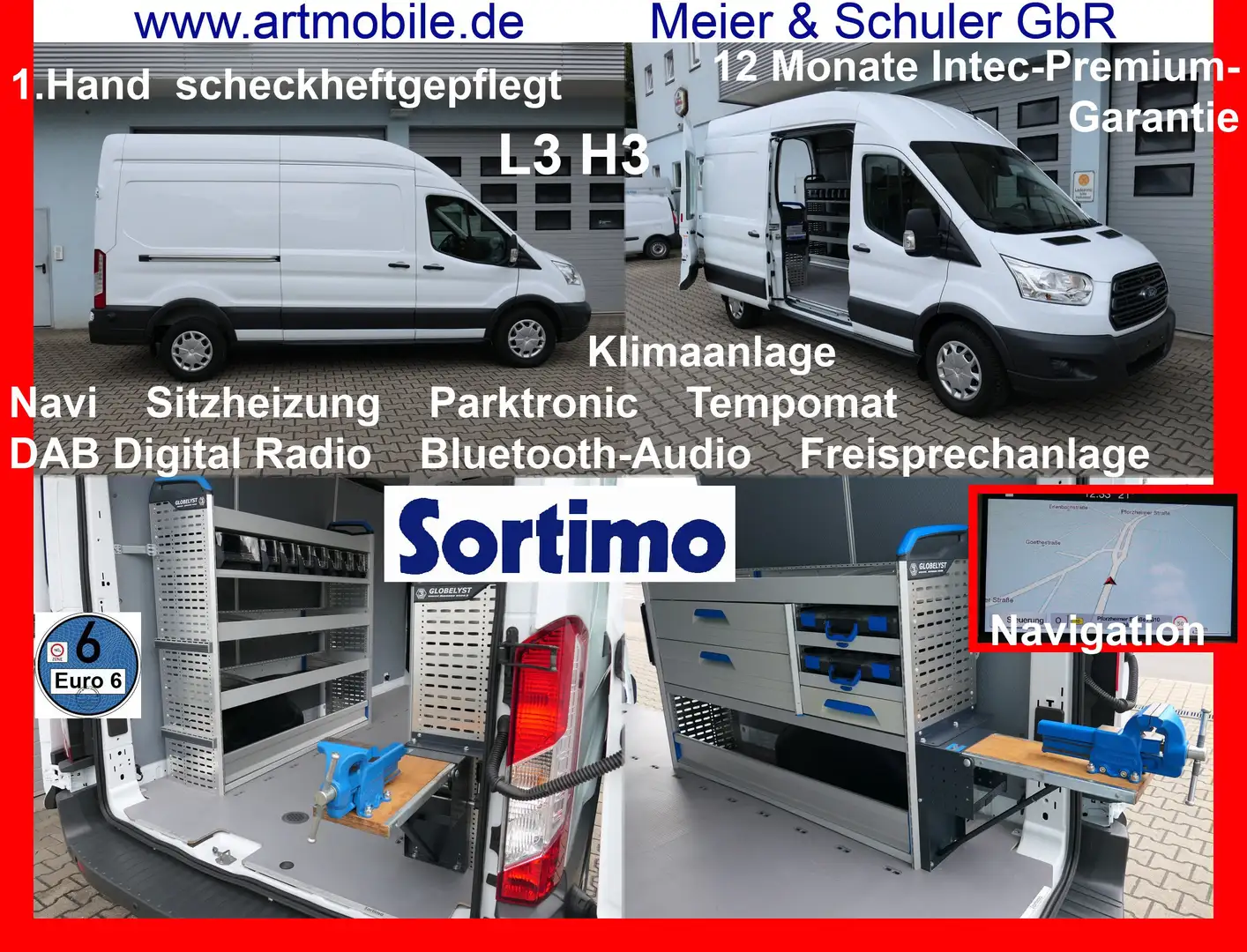 Ford Transit FT 350 L3H3 Trend SORTIMO Klima Navi DAB Garantie* Weiß - 1