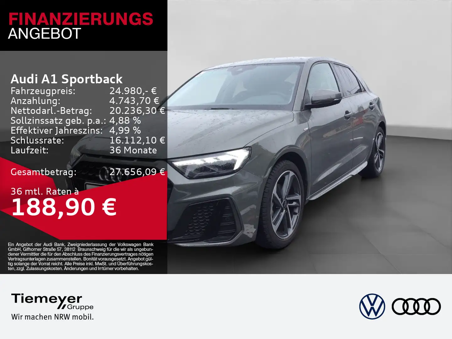 Audi A1 30 TFSI S LINE LEDER LED SOUND SPOR Grau - 1