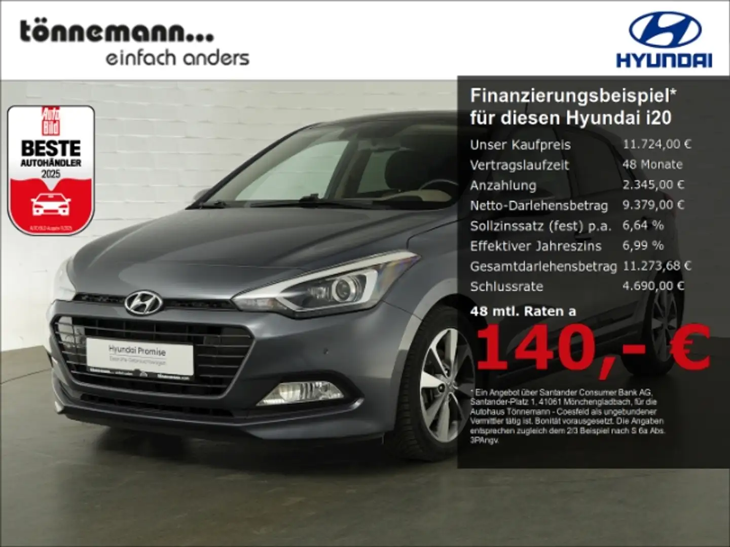 Hyundai i20 T-GDi STYLE+NAVI+SITZ-/LENKRADHEIZUNG+LED-TAGFAHRL Gris - 1