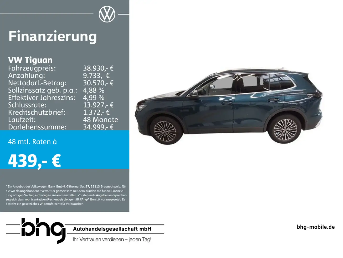 Volkswagen Tiguan 1.5 eTSI OPF DSG Elegance Blau - 1