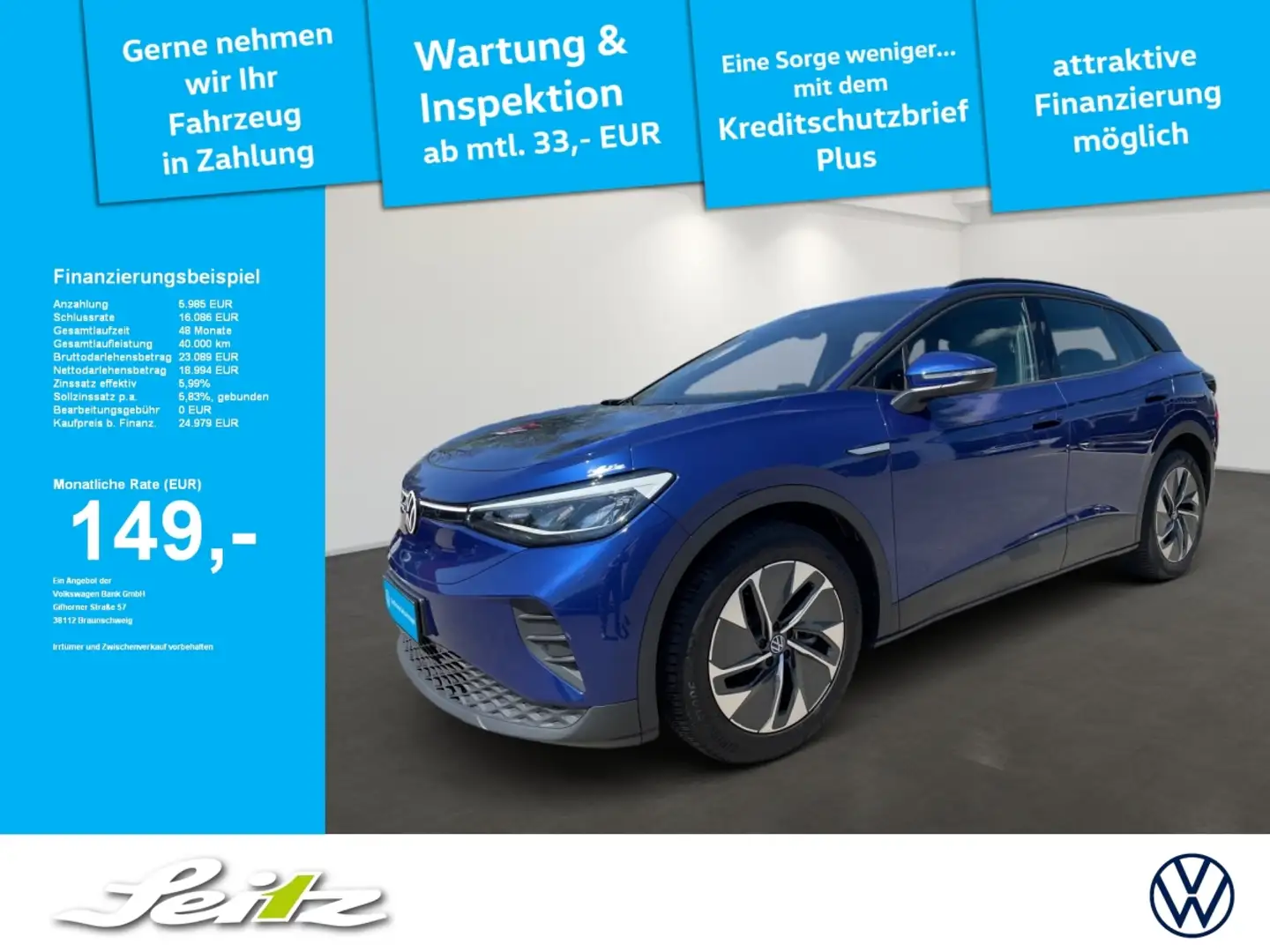 Volkswagen ID.4 Pure *LED*PARKSENSOR*NAVI* Bleu - 1