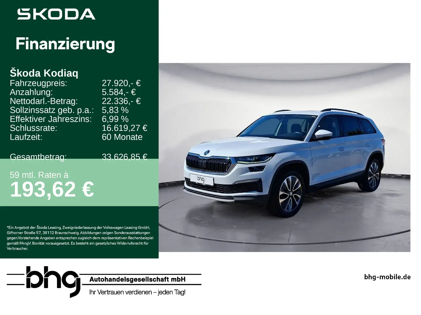 Skoda Kodiaq 2.0 TDI DSG Tour 4x4 Bianco - 1