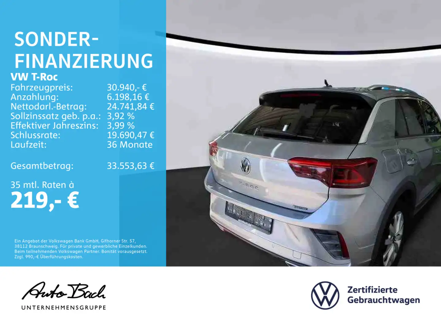Volkswagen T-Roc T-ROC 2.0 TSI DSG R-Line, AHK, LED-Matrix, DCC, Silber - 2