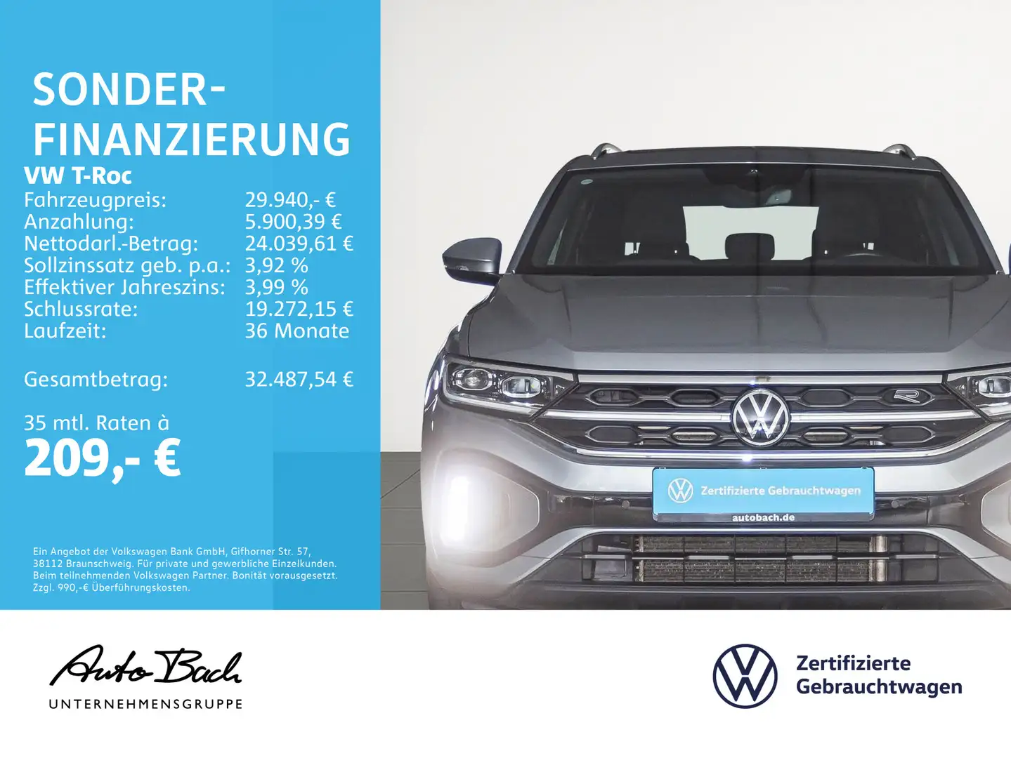 Volkswagen T-Roc T-ROC 2.0 TSI DSG R-Line, AHK, LED-Matrix, DCC, Argent - 2